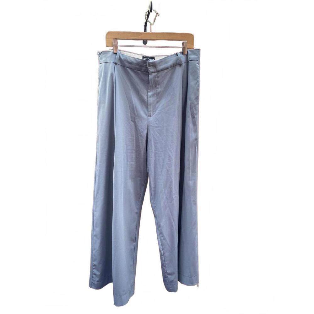 Zara Women's Light Blue/Gray Dress Pants w single Pleat  sz 14